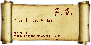 Prahács Vitus névjegykártya